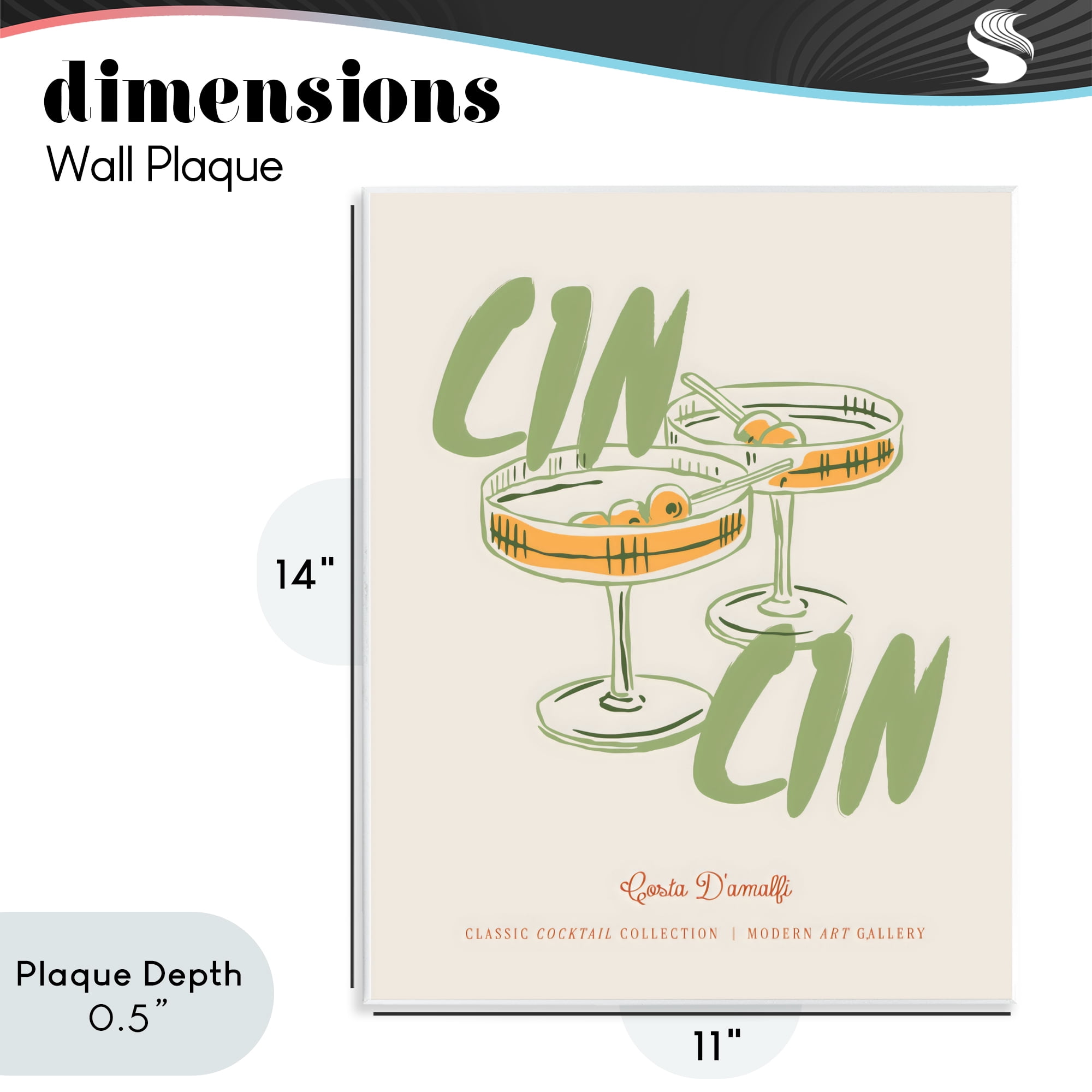 Stupell Industries Cin Cin Amalfi Cocktail Wall Plaque Art, design by The Prints Vibe