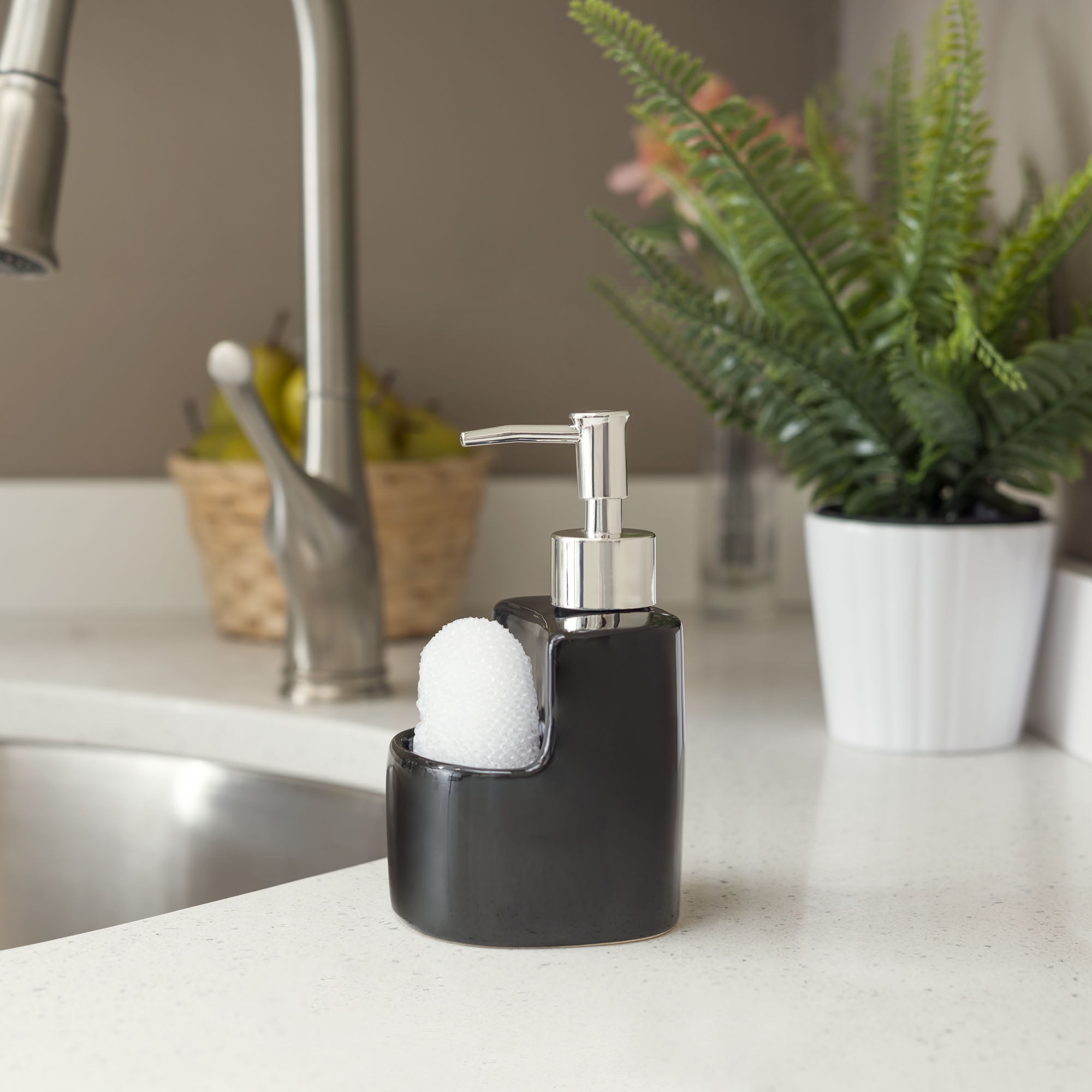 8 oz. Square Ceramic Soap Dispenser with Sponge