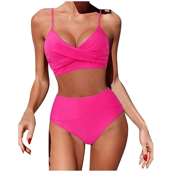 Summer Tankini Swimsuit for Women High Waist Tummy Control Bathing Suits Teens Athletic Bikini Set Swimwear