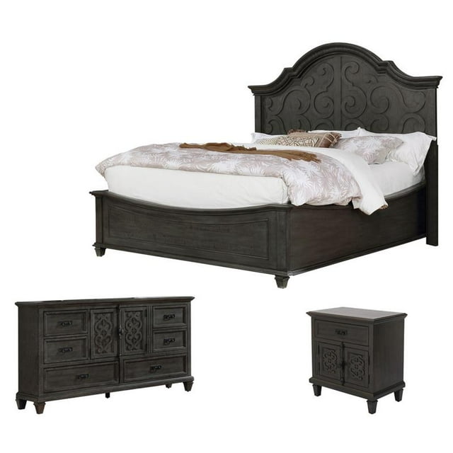 Ensemble de Chambre à Coucher Rustique Gris 3pc California King