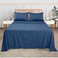 thumbnail image 3 of Utopia Bedding Queen Sheet Set, Soft Microfiber 4 Piece Bed Sheets with 15" Deep Pocket - Easy Care Brushed Microfiber Stripe - Navy, 3 of 7
