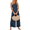 thumbnail image 2 of Franhais Women High Waist Romper, Sleeveless Off-Shoulder Neck Solid Color Wide-Leg Trousers, 2 of 4