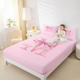thumbnail image 3 of Manfei Pink Watercolor Bow Letter M Bed Sheets for Girls, Cute Initial Bows King Sheets, 4 Pieces, 3 of 5