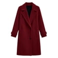 thumbnail image 4 of MaFYtyTPR Winter Coat for Women Solid Casual Thicken Wool Lapel Collar Inner Lining Pocket Breasted Outerwear Tops, 4 of 6
