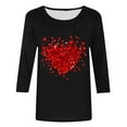 thumbnail image 4 of ZHYou Valentine's Day T-Shirts for Women 3/4 Sleeve Valentine's Day Printed V-Neck Loose Fit Casual Soft Spring Summer Tops,Black,2XL, 4 of 4