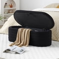thumbnail image 2 of Modern End of Bed Bench with Storage Upholstered Sherpa Fabric Large Storage Bench Ottoman Shoe Stool Long Bench Window Sitting Toy Storage Bench for Bedroom,Living Room,Entryway,Black, 2 of 6