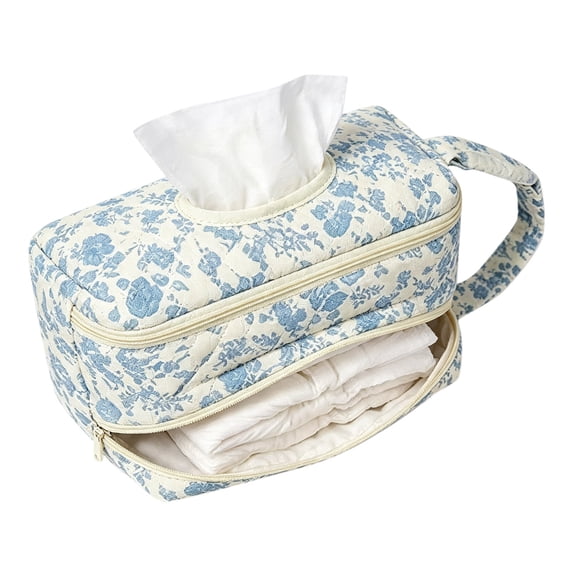 Wipe Pouch, Double‑Layer Quilted Small Hanging Portable Wipe Holder Wipes Bag Diaper Bag For Stroller, Home, Travel