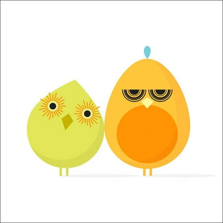 Oopsy Daisy - Mod Bird Couple Canvas Wall Art 14x14, Robin Rosenthal