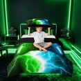 thumbnail image 3 of meiyoeat Neon Lightning Gamer Twin Bedding for Teens Boys, Electric Green Blue Gaming Duvet Cover Set, Black Reversible2 Pieces, 1 Duvet Cover and 1 Pillowcase, 3 of 7