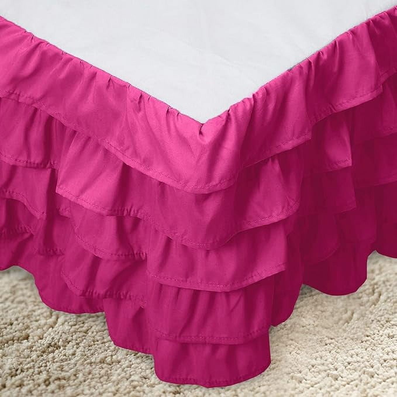 Elegant Comfort Multi-Ruffle Bed Skirt, 1500 Thread Count, Wrinkle and Stain Resistant, 15-Inch Drop, Full, Hot Pink