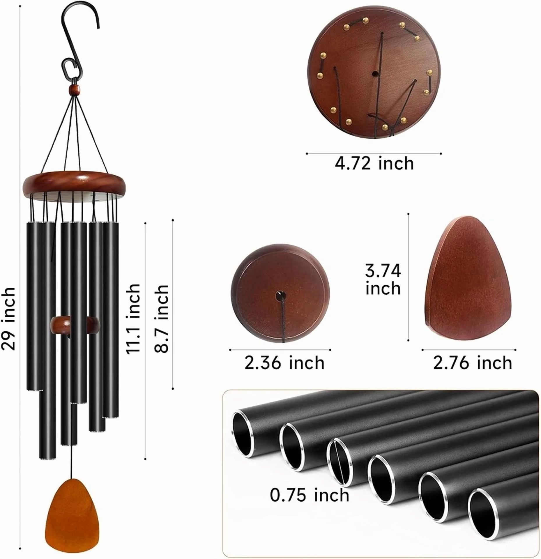 PURELY- Wind Chimes Large Deep Tone Chapel Bells 6 Tubes Outdoor Garden Home Decor Gift