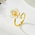 thumbnail image 4 of Dainty Flower Ring for Women Sparkling Cubic Zirconia Daisy Open Statement Rings Pearl Chic Engagement Promise Ring Wrap Finger Band, 4 of 10
