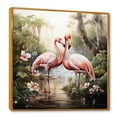 thumbnail image 2 of Designart "Tropical Flamingo Romance" Animals Framed Wall Art - Traditional Green Flamingo Bedroom Framed Canvas Wall Art, 2 of 6