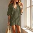 thumbnail image 6 of Women's Solid Color Half Sleeve Collared Mini Dress Casual Summer Dress, 6 of 9
