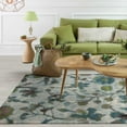 thumbnail image 2 of 3' X 5' Teal Watercolor Flowers Area Rug, 2 of 3