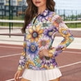 thumbnail image 4 of Uorisanigo Mandala Flower Women's Golf Shirt Size M Casual Breathable Hiking Running Workout Tops Relaxed Long Sleeve Quarter Zip Pullover for Women, 4 of 7