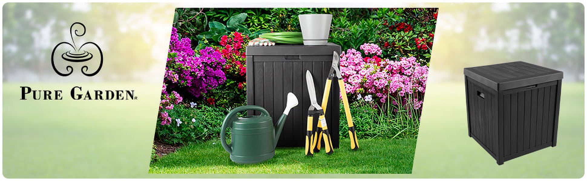 Storage Box - 50-Gallon Container for Patio Storage - Durable and Fade-Resistant Resin Deck Box - Outdoor Furniture by Pure Garden (Black)