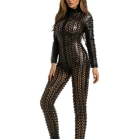 Clearance!Uooqdmx Sexy Lingerie for Women Bodysuits for Women Sexy Lacquer Leather Nightclub Game Clothes Erotic Clothing Corset Lingerie for Women Black L