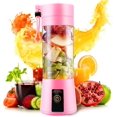 thumbnail image 1 of YSTIANN Portable Mini Blender USB Rechargeable 380ml for Smoothies, Shakes, Fresh Juice with Six Blades - Lightweight Travel Office Kitchen Use, Pink WJ85-1997, 1 of 8