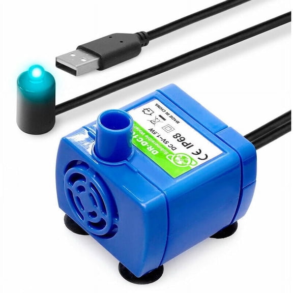 Replacement Pump for Cat Fountain,Pet Water Fountain Pump DR-DC160 Ultra Quiet Operation with IP68 Waterproof,Long Life Service Unique Motor Technology for Round Cubic Crystal