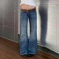 thumbnail image 4 of Jeans for Women Vintage Distressed Relaxed Low Rise Washed Casual Hop Style Flare Denim Pant Womens Pants Navy L, 4 of 7