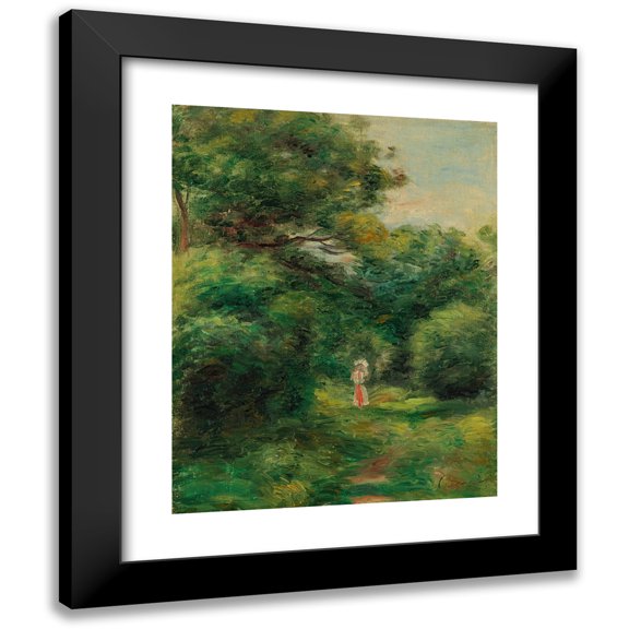 Pierre-Auguste Renoir 12x14 Black Modern Framed Museum Art Print Titled - Alley in a Wood, Woman with Child in Her Arms (1900)