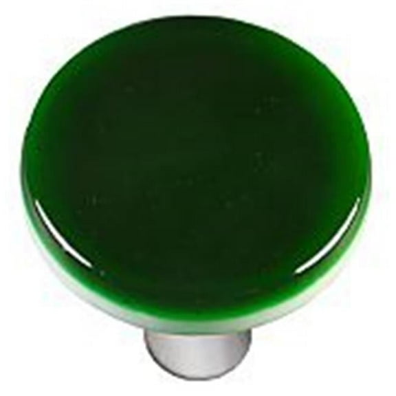 Hot Knobs HK1023-KRA Kelly Green Round Glass Cabinet Knob - Aluminum Post