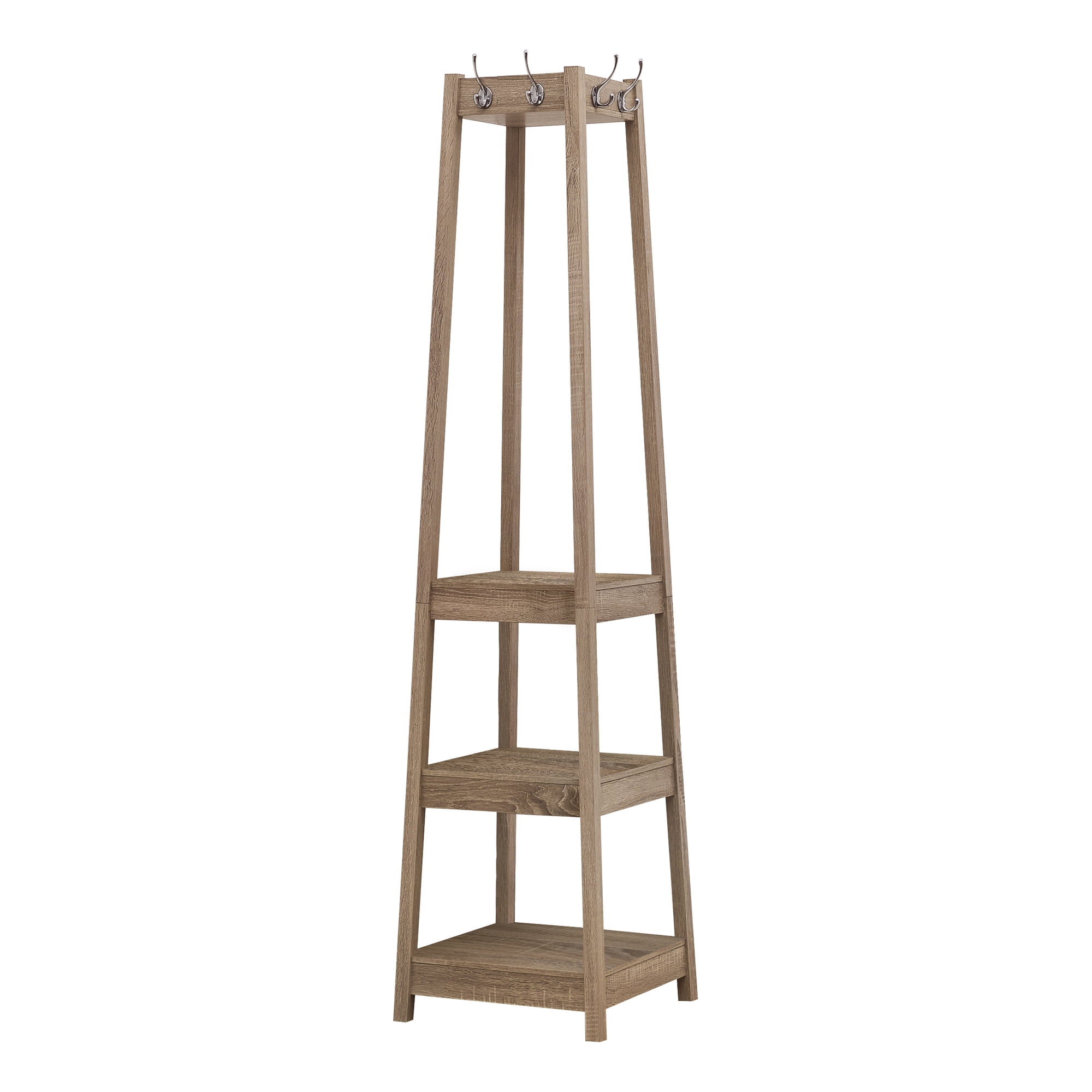 Offex 72"H Contemporary Free Standing Hall Tree with Storage Shelves