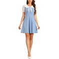 thumbnail image 1 of Vestidos de A-Line Mini de Manga Corta con Cuello Peter Pan para Mujeres Chic Inspire S Azul, 1 of 6