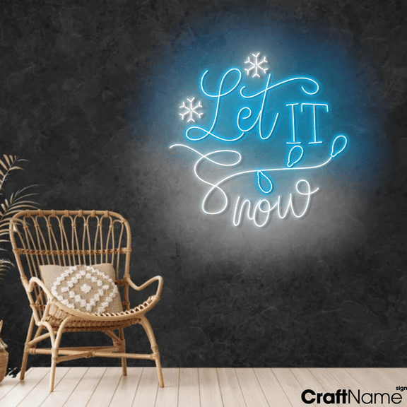 Craftnamesign Let It Snow Neon Light Decor, Christmas Holiday Wall Sign