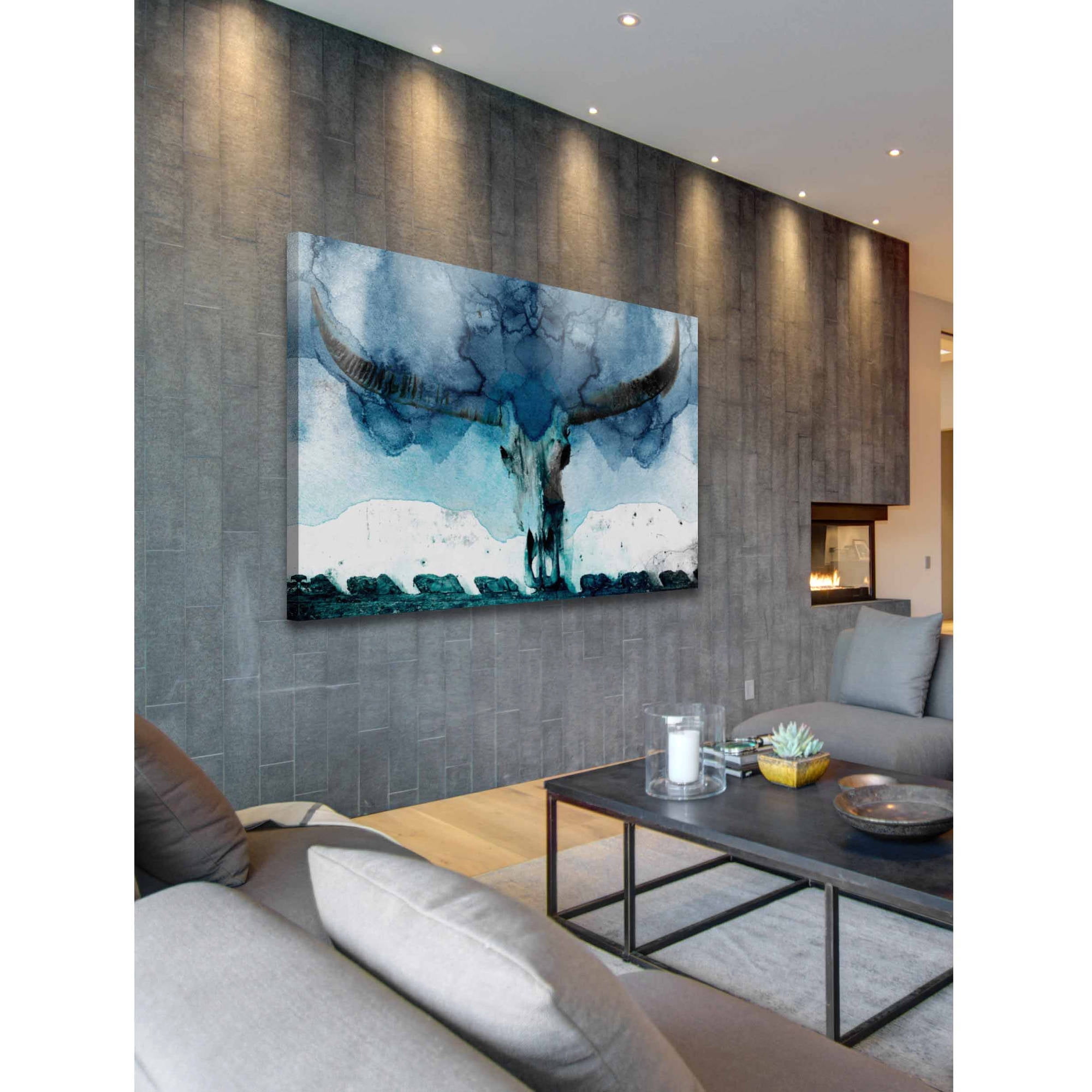 "Horned Blue" Painting Print on Wrapped Canvas