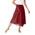 thumbnail image 7 of ZALDITA Women's Sheer Ballet Dance Wrap Skirts Lace-Up Lyrical Ballroom Dancing Long Skirt Burgundy One Size, 7 of 7