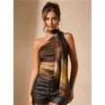 thumbnail image 4 of Women'S Leopard Print Tube Top Cheetah Print Top Ruched Strapless Mesh Halter Tops Contrast Prints M, 4 of 8