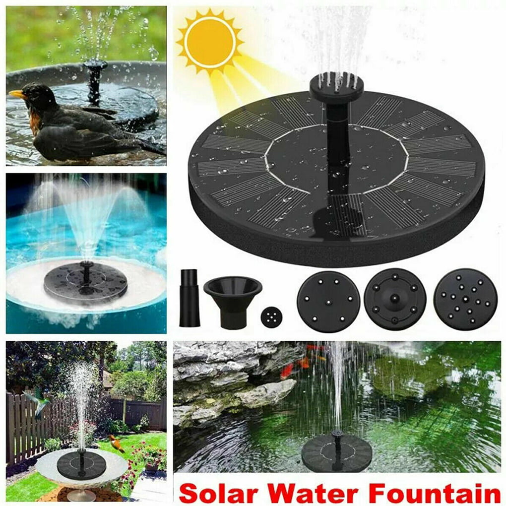 Black Garden Decoration Water Floating Solar Power Fountain Panel Kit Water Pump for Pool Pond Garden Solar Sprinkler 