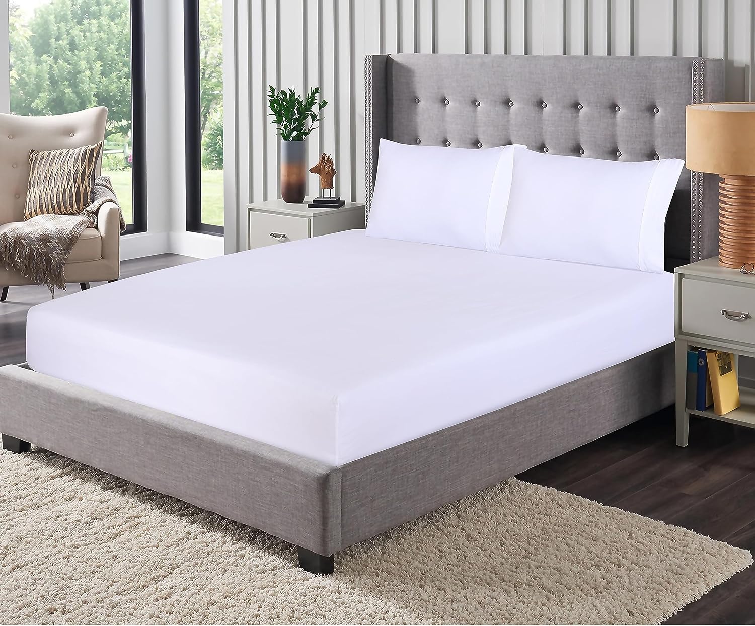 Ruvanti Queen Microfiber Sheet Set, White, 4-Piece photo 5