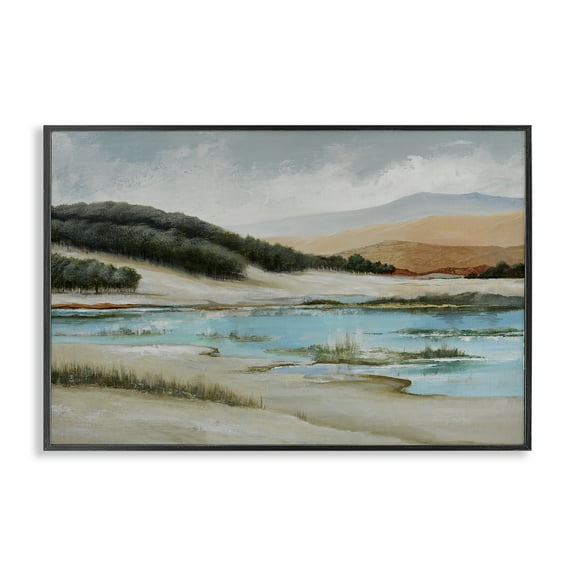 Stupell Industries River's Edge Landscape Landscape & Nature Painting Black Framed Art Print Wall Art, 18 x 12