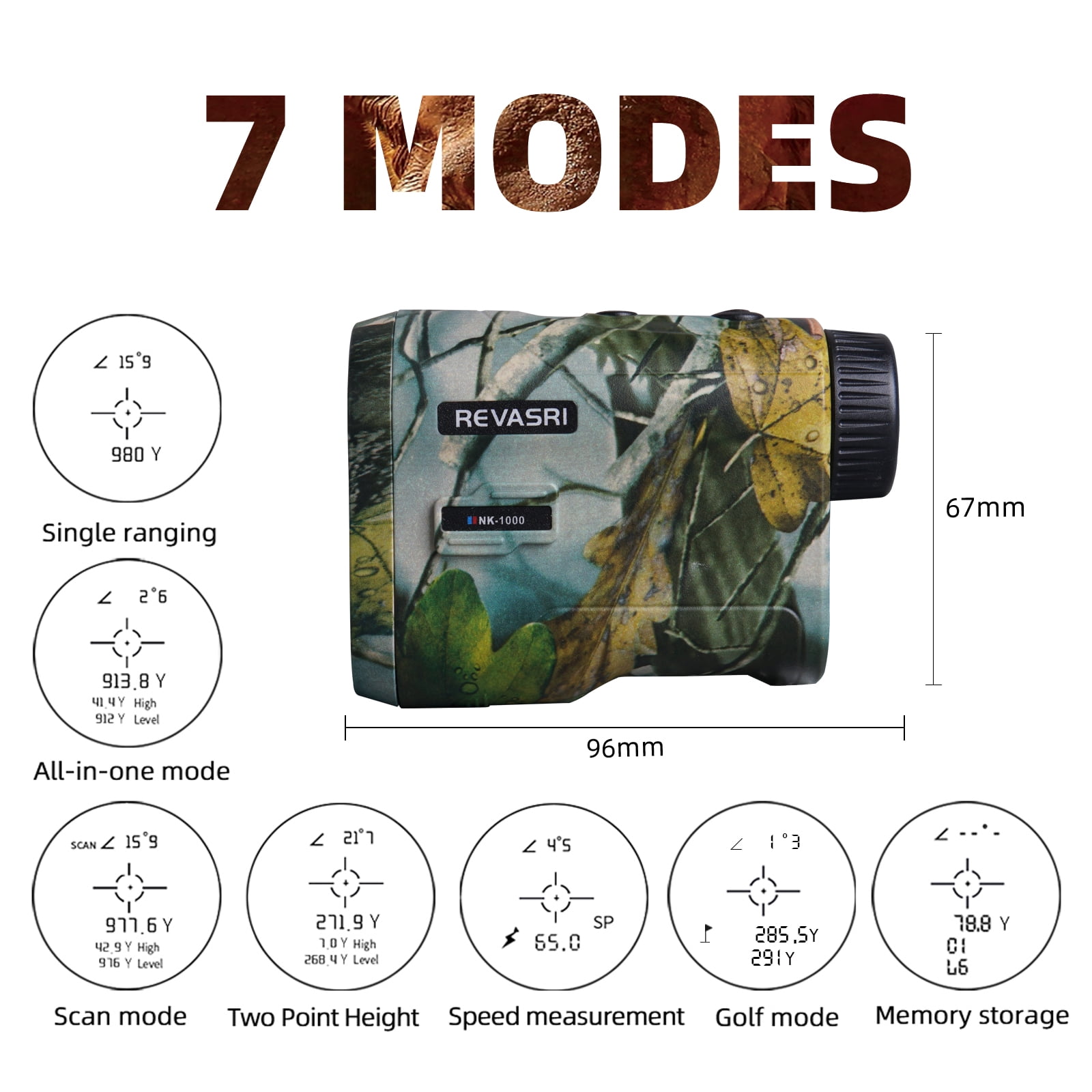 REVASRI Hunting Laser Rangefinder with Rechargeable Battery, Maximum Operating Range 1000 Yards