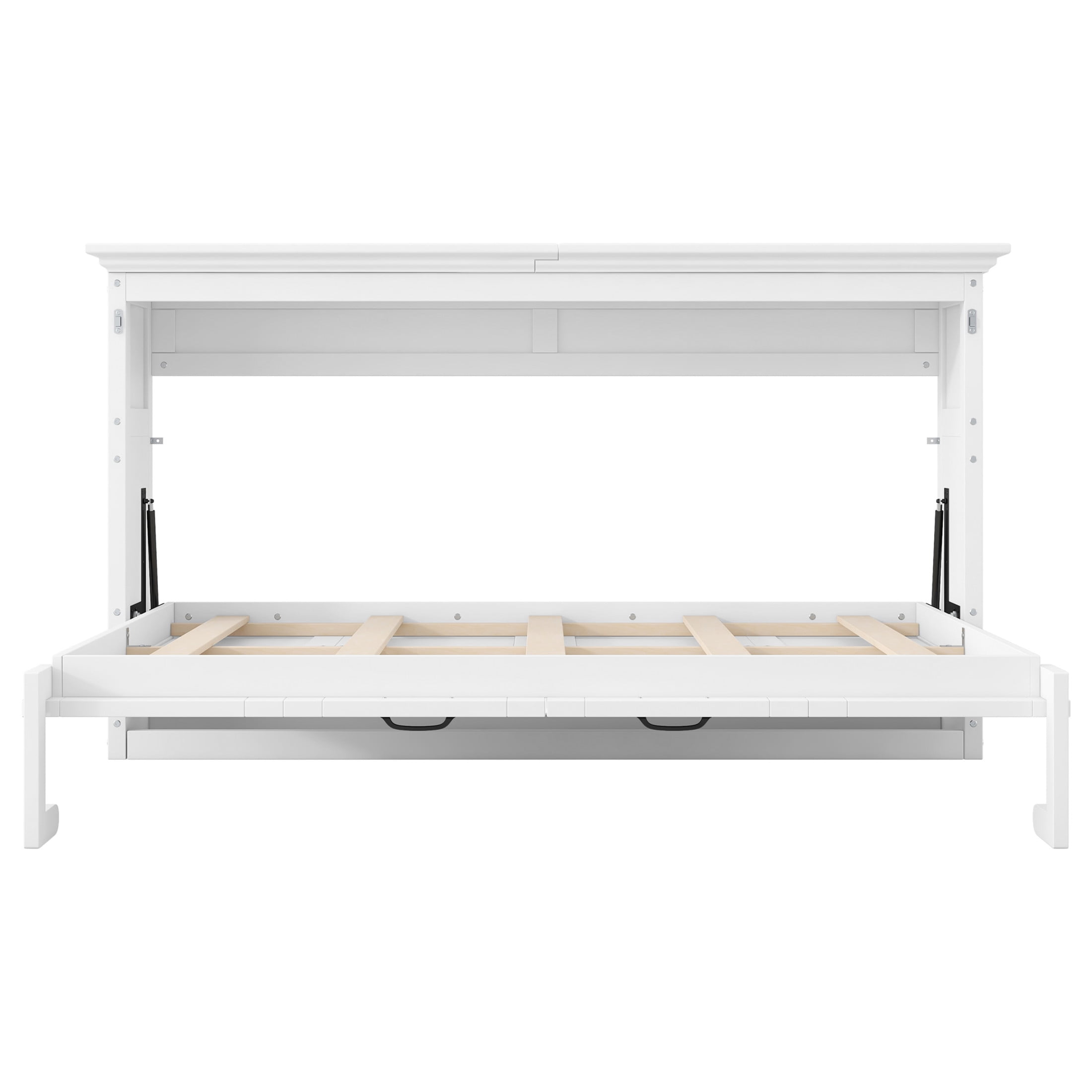 Noble House Halden Twin Size Pine Wood Murphy Bed, Hidden Foldable Wall Bed Cabinet with Slat Support, White