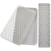 OFFIGAM 2Pcs Draining Tray Kitchen Dish Drying Rack Rectangular White 15X4.1X0.7In For Countertop Use