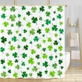 thumbnail image 2 of St. Patrick''s Day Clover Shower Curtain, Cute Green Bath Curtain, Happy St Patrick''s Day Shamrocks Floral Leaves Bathroom Accessories Spring for Bathroom Curtain Liner Set with Hooks, 72x72IN, 2 of 5
