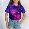 thumbnail image 2 of Ulanda 3D Shirt for Girls Novelty Star Graphic Tops Crewneck Short Sleeve Summer Clothes Soft Lightweight T-Shirt Tee (Purple, 8-9 Years), 2 of 4