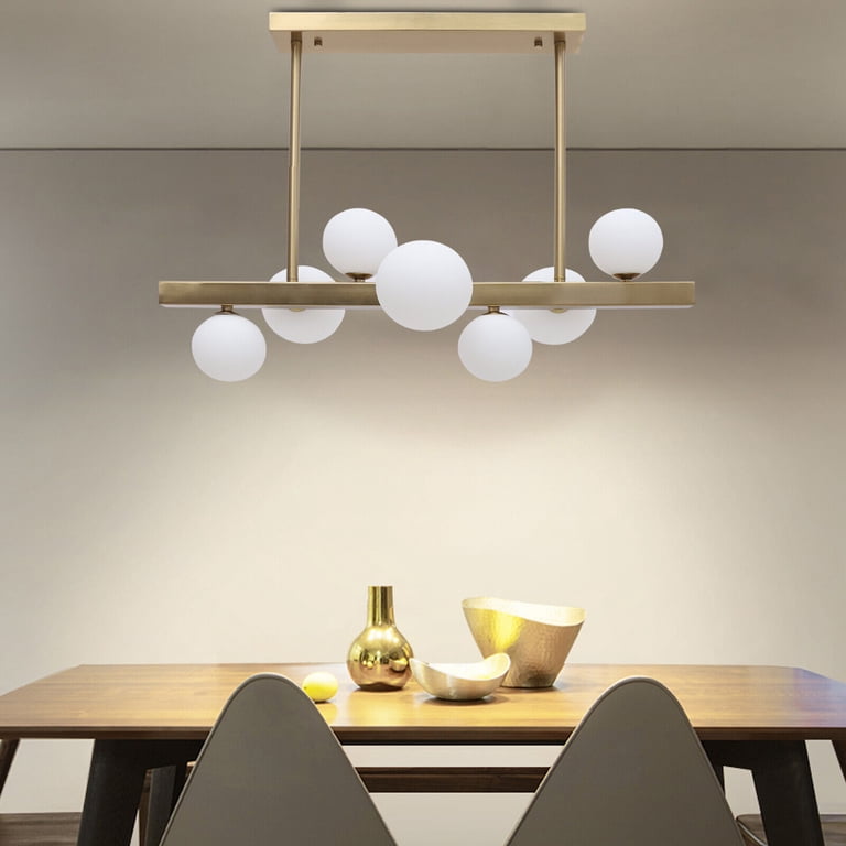 Glass Bubble Chandelier Pendant Light | Frosted Globe, 7 Lights, Gold Finish, Adjustable Hanging Cord For Kids Room Or Nursery