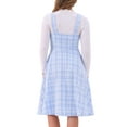 thumbnail image 3 of INSPIRE CHIC Tweed Dress for Women's Sleeveless Square Neck Plaid A-Line Pinafore Overall Dresses L Blue, 3 of 5