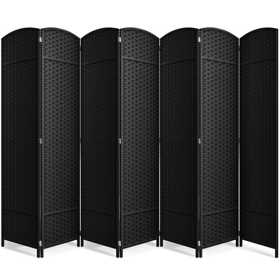 Sorbus 7-Panel Wide Folding Room Divider Privacy Screen, Hand-Woven Black Mesh