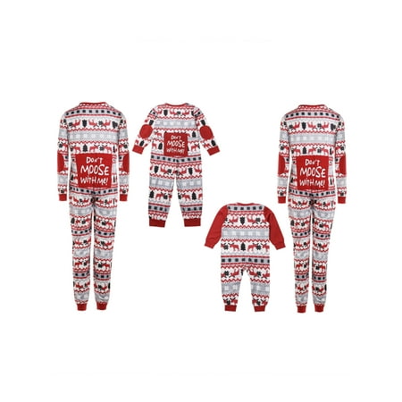 

AvoDovA Christmas Family Matching Pajamas Adult Kids Baby Letter Print Romper Zip-Front Pyjamas Nightwear