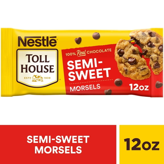 Nestle Toll House Semi Sweet Chocolate Chips for Valentine's Day Cookie Baking, Regular, 12 oz Bag