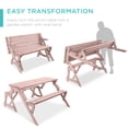 thumbnail image 2 of Best Choice Products 2-in-1 Outdoor Interchangeable Wooden Picnic Table/Garden Bench for w/ Umbrella Hole - Pink, 2 of 7