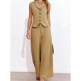 thumbnail image 2 of Summer Sleeveless Women Womens Vest Sets V-neck Vest Blazer & Wide Leg Pants, 2 of 7