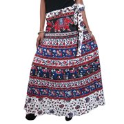 Mogul Women's Wrap Skirts Block Printed Cotton Wrap Around Skirt Beach Wear