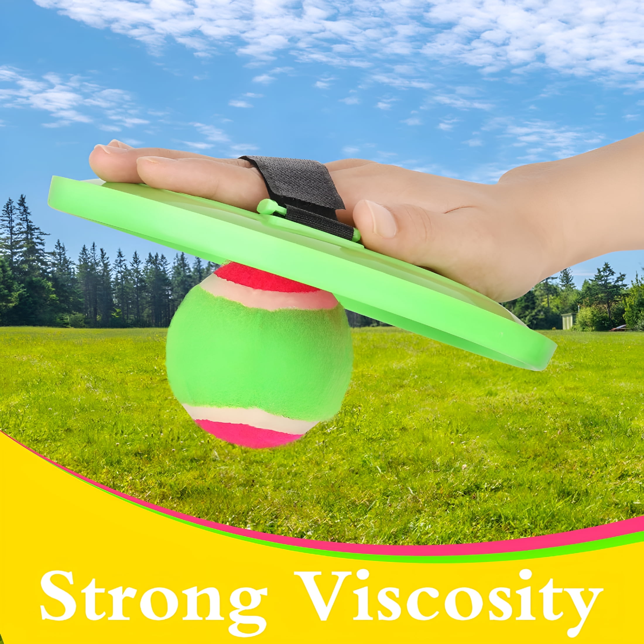 BESTSKY Toss and Catch Ball Set Catch Game Toys with 4 Paddles 6 Balls and 1 Storage Bag,Ball Sports Toys for Kids and Adults Family School Outdoor Games,Beach Playground Yard Games Supplies